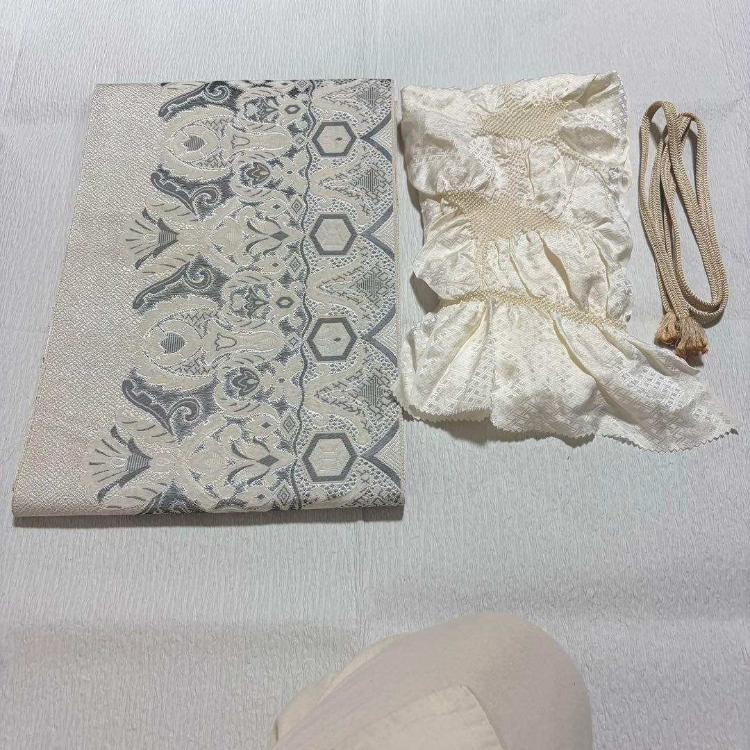 未使用近い　SOGO 美品　袷　正絹　白紬　大島　白大島　小紋　フルセット