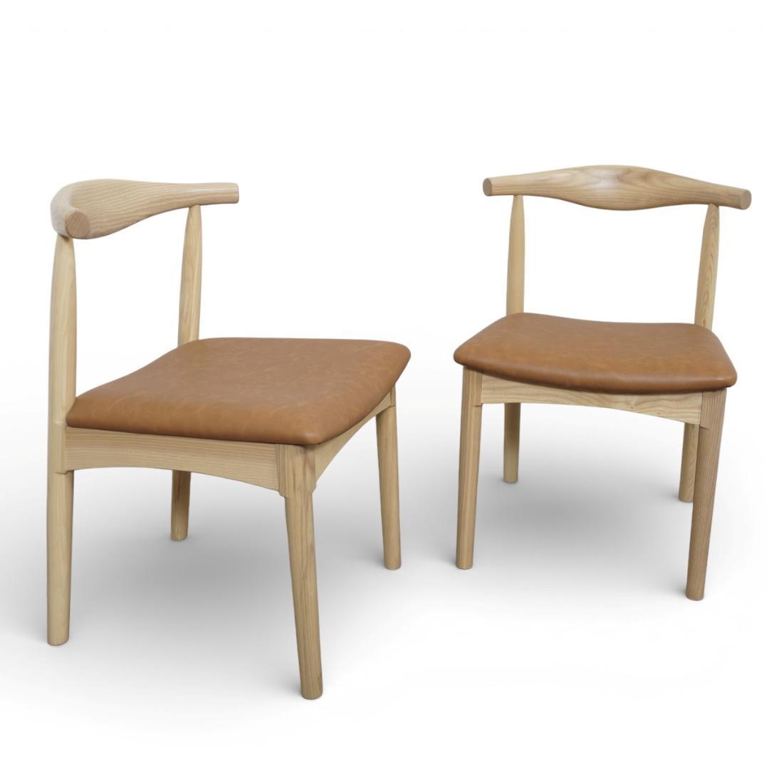 フォロー割2脚セット【新品】北欧風 ダイニングチェア PVCキャメル アッシュ