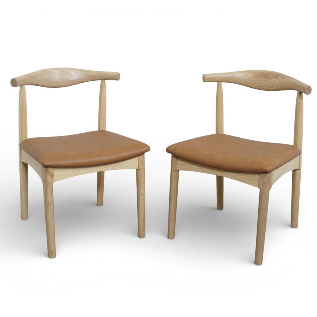 フォロー割2脚セット【新品】北欧風 ダイニングチェア PVCキャメル アッシュ