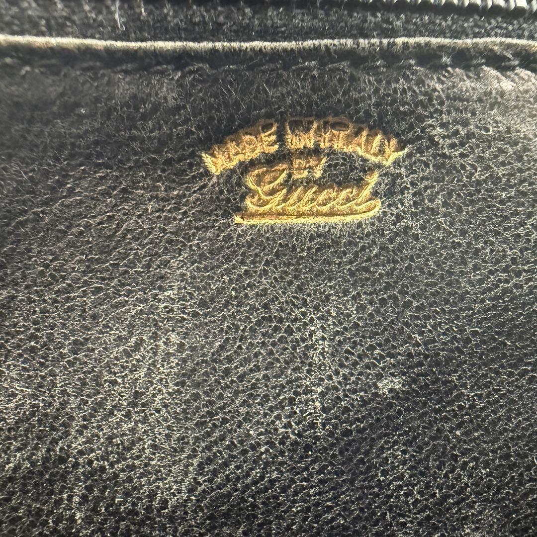 美品◆グッチ ショルダーバッグ G金具 カーフレザー ロゴ金具 ブラック