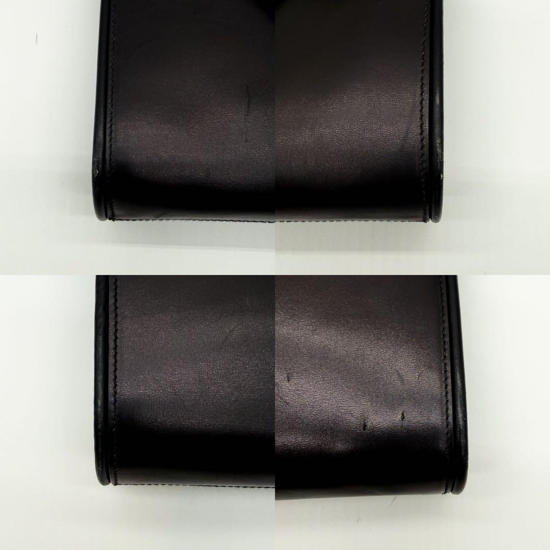 美品◆グッチ ショルダーバッグ G金具 カーフレザー ロゴ金具 ブラック