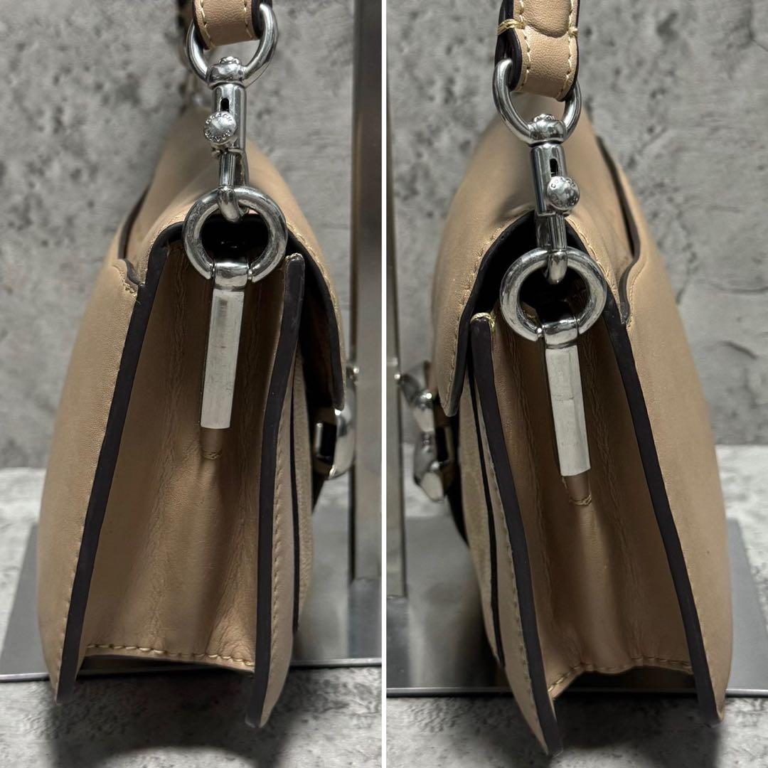 良品 コーチ ワンショルダーバッグ タビー20 PVC レザー ベージュ