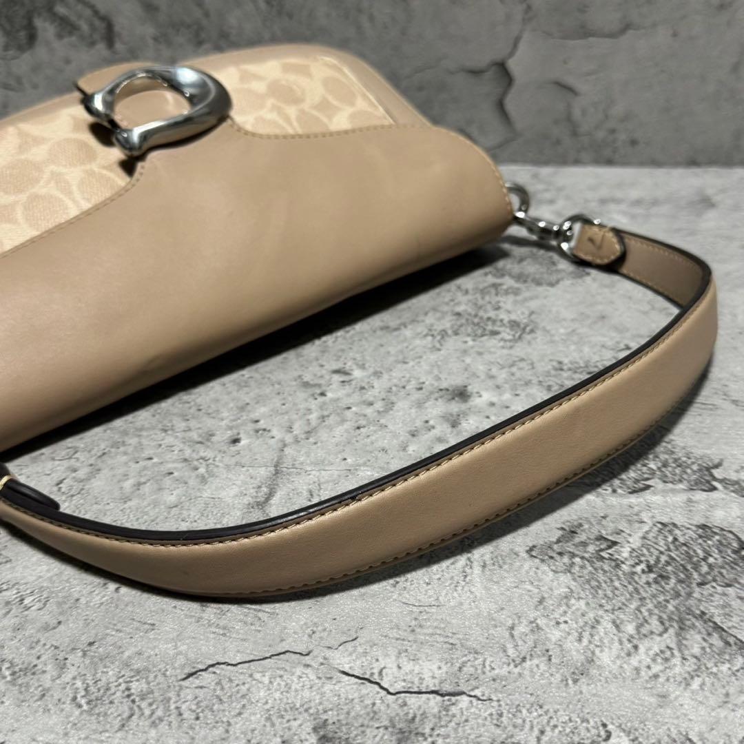 良品 コーチ ワンショルダーバッグ タビー20 PVC レザー ベージュ