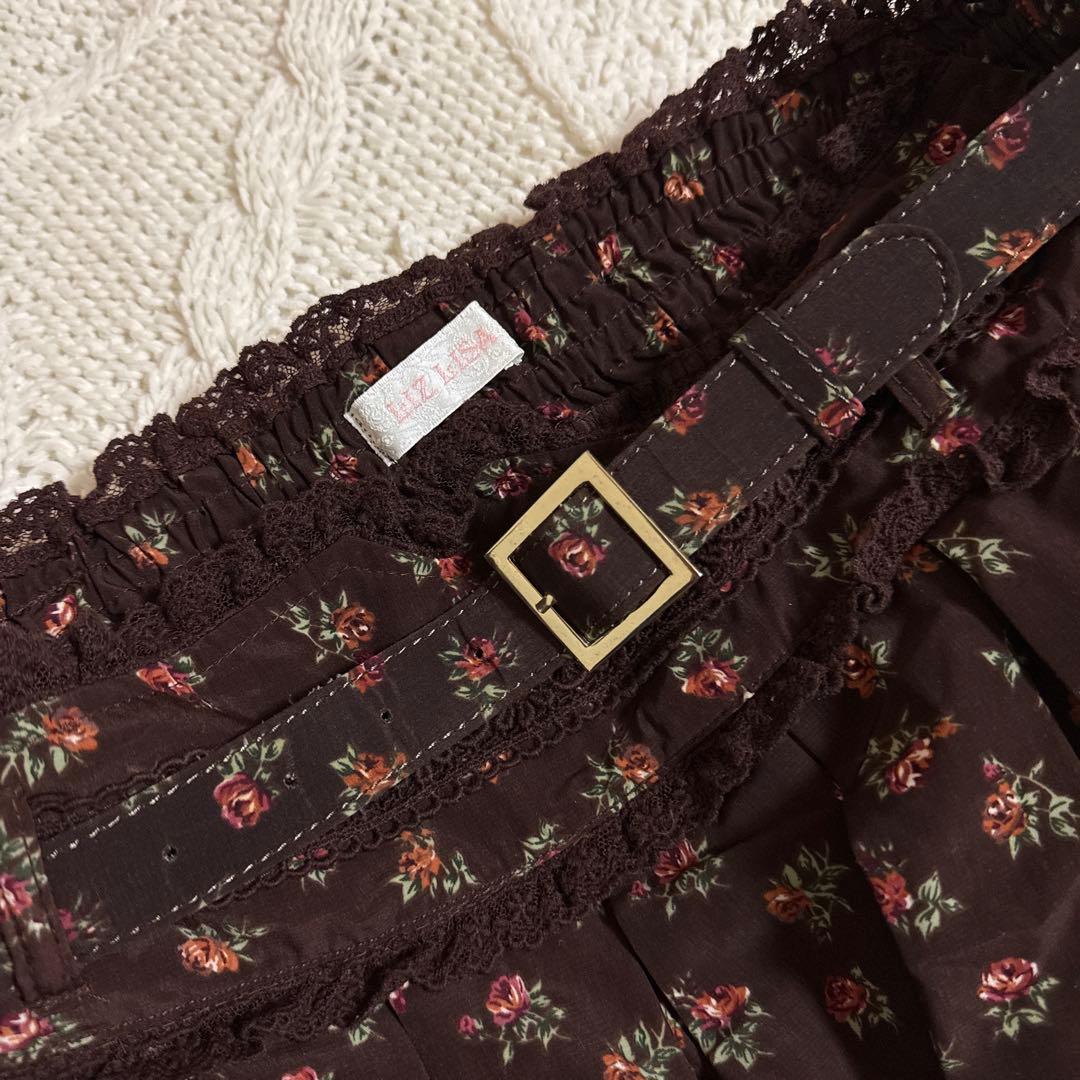 【LIZLISA】 リズリサ 希少 ブラウン 花柄 キュロット パンツ