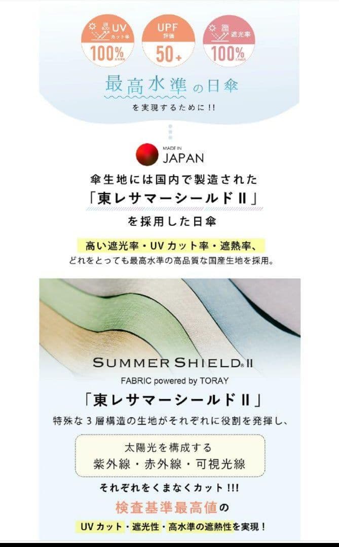 東レ サマーシールド COKAGE+ 3段折りたたみ日傘　ラテベージュ