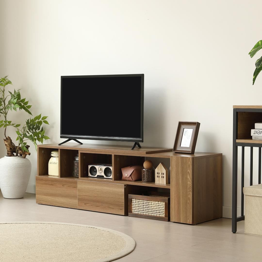 超人気！テレビ台 ローボード 収納 伸縮自由 幅95～169cm BROWN