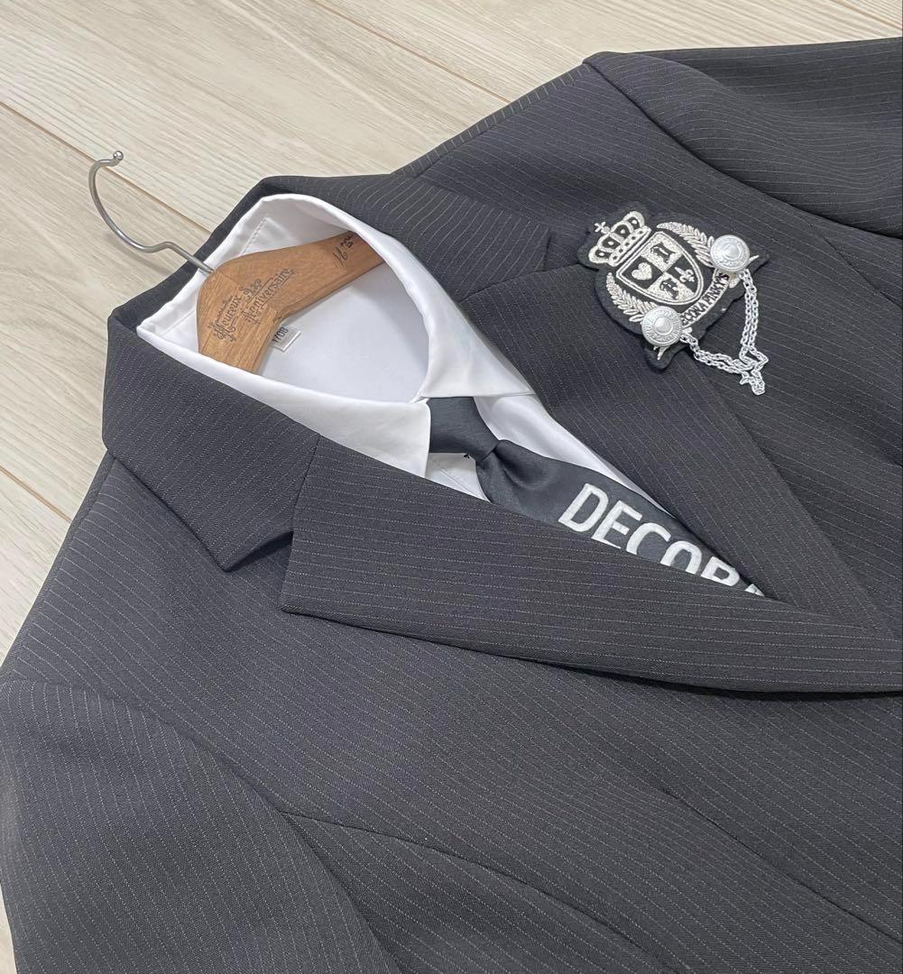 極美品♡デコラピンキーズ　卒服　170B 　女の子　黒 ストライプ　５点セット