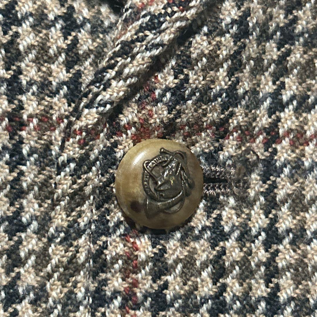 90s ラルフローレン　ツイードベスト　千鳥格子　ウール100 ブラウン　L