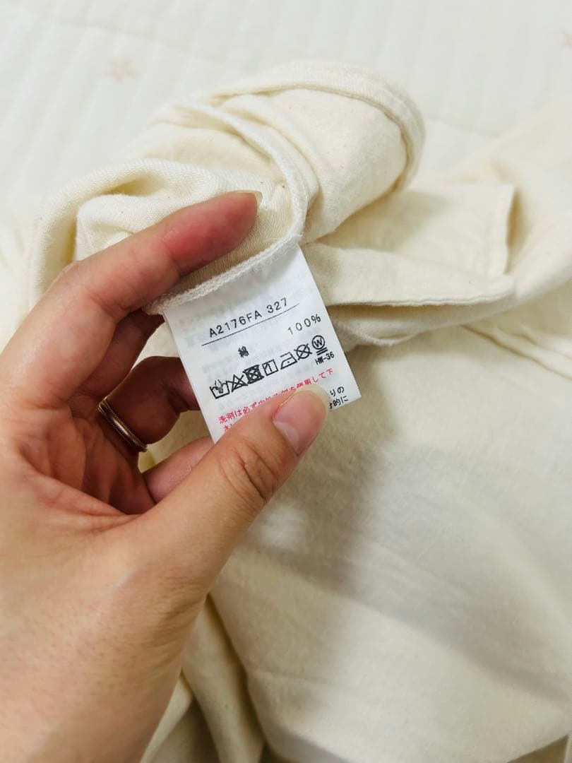 ピンクハウス　長袖　ワンピース　綿　襟　フリル　ロゴ　刺繍　春　秋　ピンタック