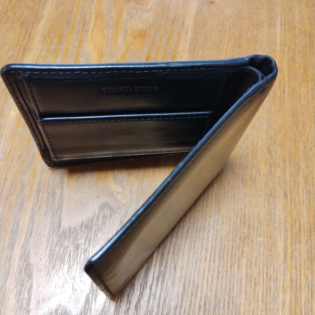 【本日限定値下】WHITE HOUSE COX 二つ折り財布　ブライドルレザー黒