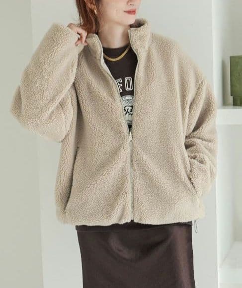 Spick & Span　リバーシブルボアブルゾン　ベージュ　36 美品