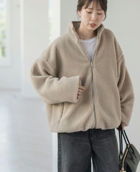 Spick & Span　リバーシブルボアブルゾン　ベージュ　36 美品