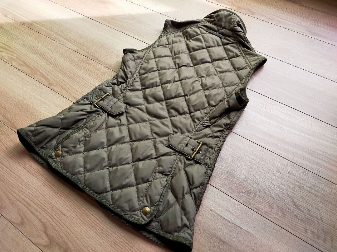 美品ポロラルフローレン乗馬 ダウンベスト カーキ ハイネック！Sサイズ
