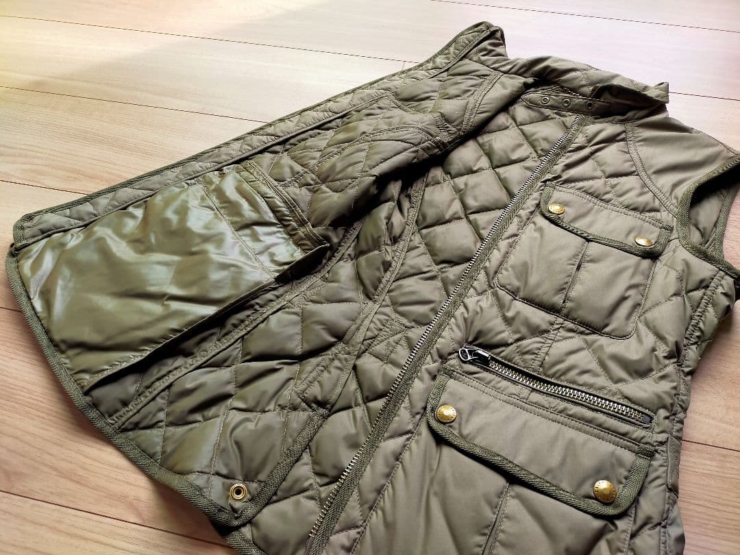 美品ポロラルフローレン乗馬 ダウンベスト カーキ ハイネック！Sサイズ