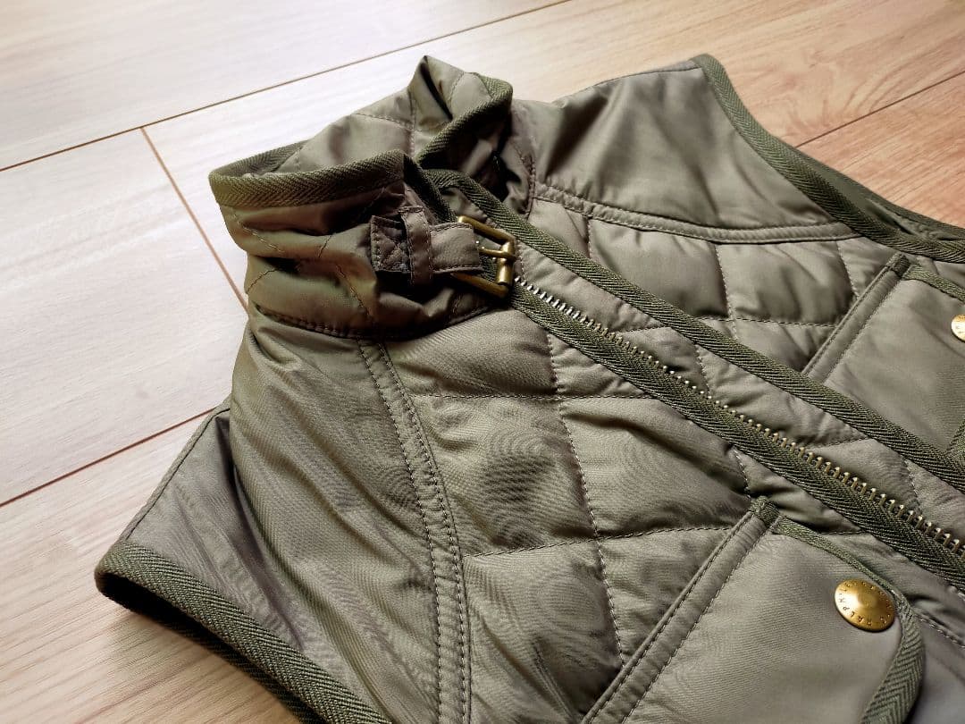 美品ポロラルフローレン乗馬 ダウンベスト カーキ ハイネック！Sサイズ