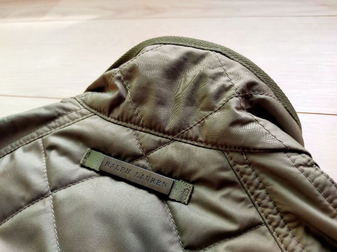 美品ポロラルフローレン乗馬 ダウンベスト カーキ ハイネック！Sサイズ