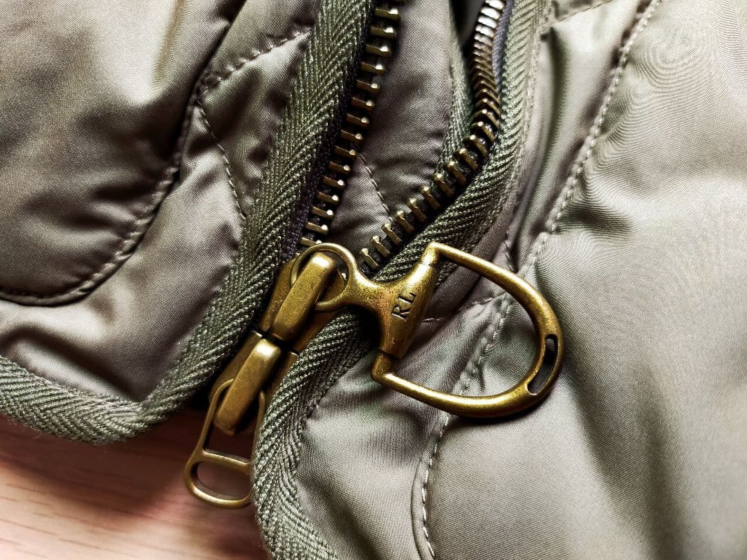 美品ポロラルフローレン乗馬 ダウンベスト カーキ ハイネック！Sサイズ