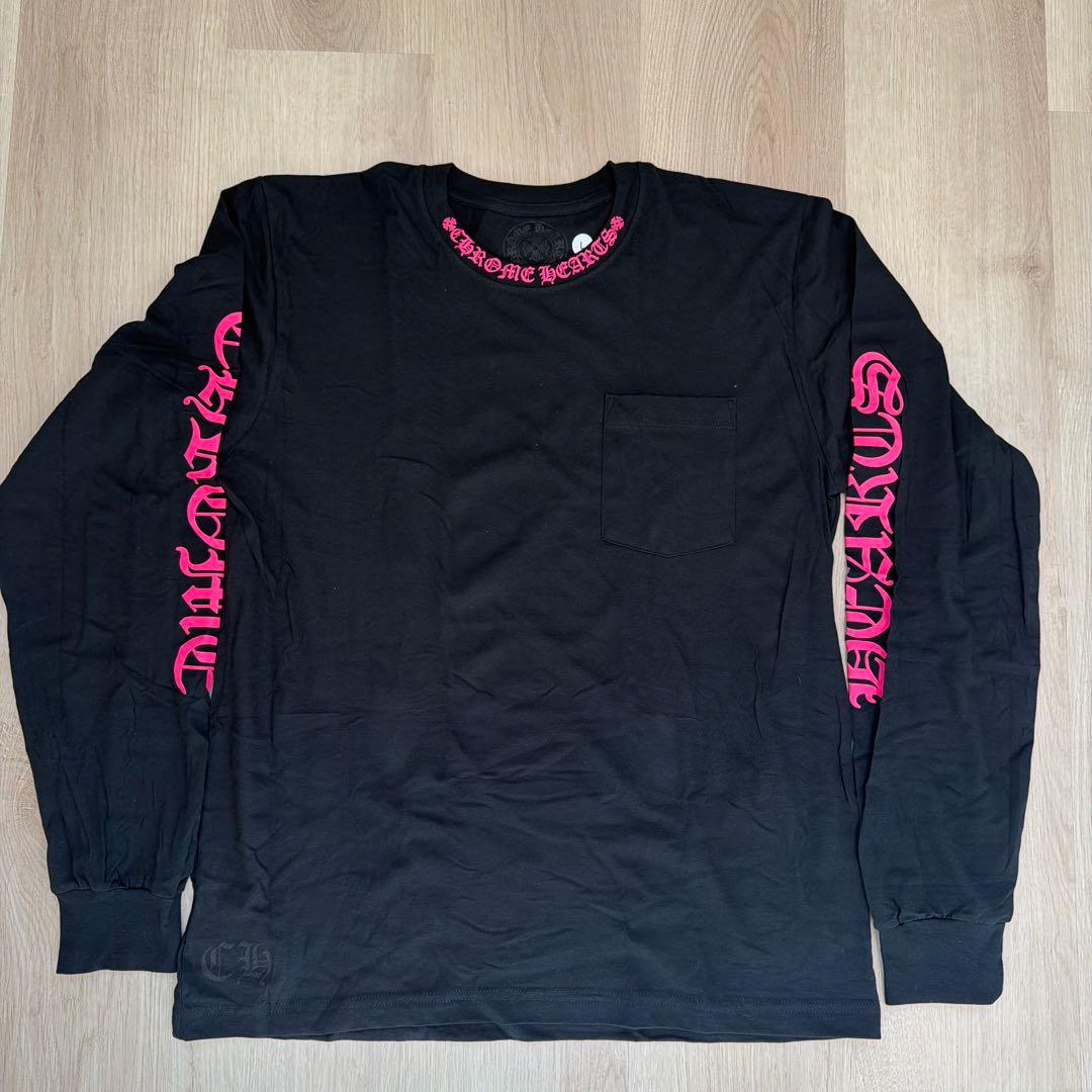 CHROME HEARTS ロングTシャツ　L ブラック　ピンク