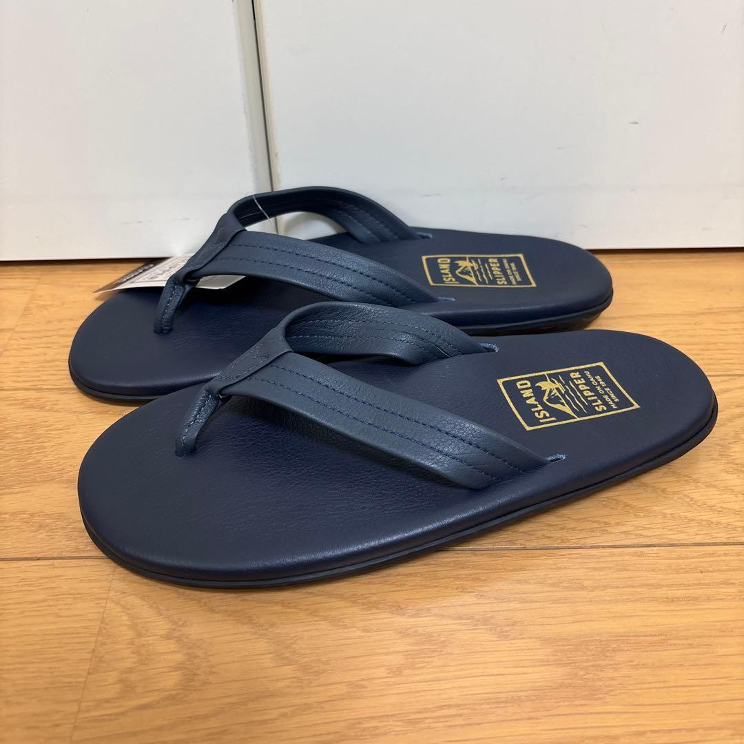 新品  SLIPPER レザーサンダル 28cm ネイビー