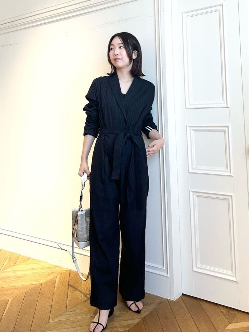 N⭐　 リネンコンストライプジャンプスーツ 定価5万円