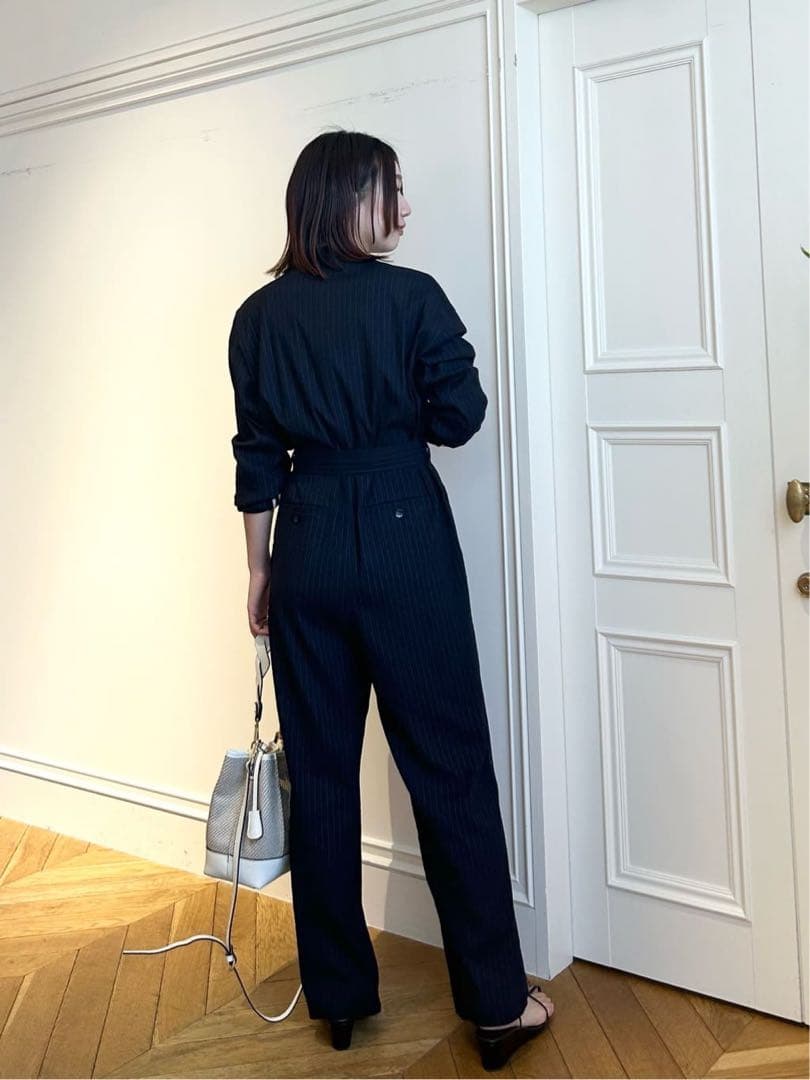 N⭐　 リネンコンストライプジャンプスーツ 定価5万円