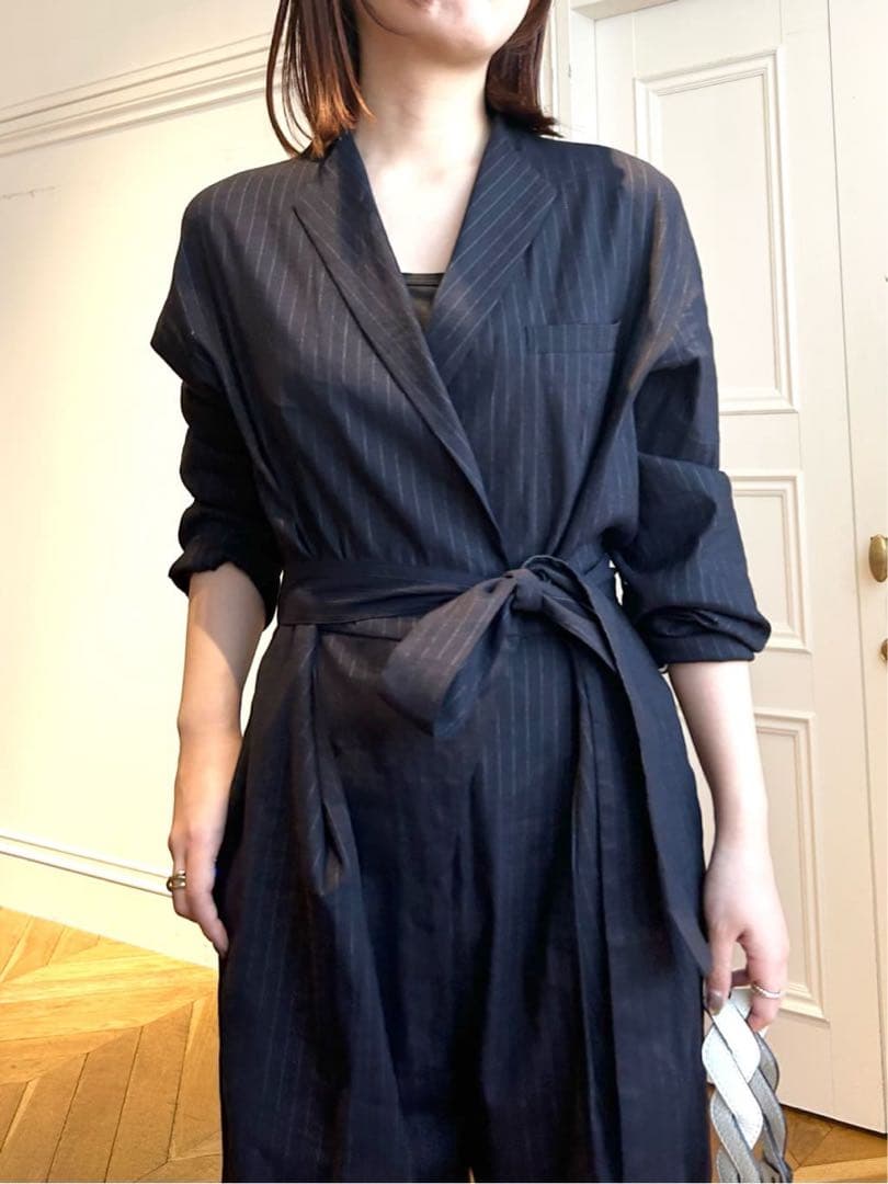 N⭐　 リネンコンストライプジャンプスーツ 定価5万円