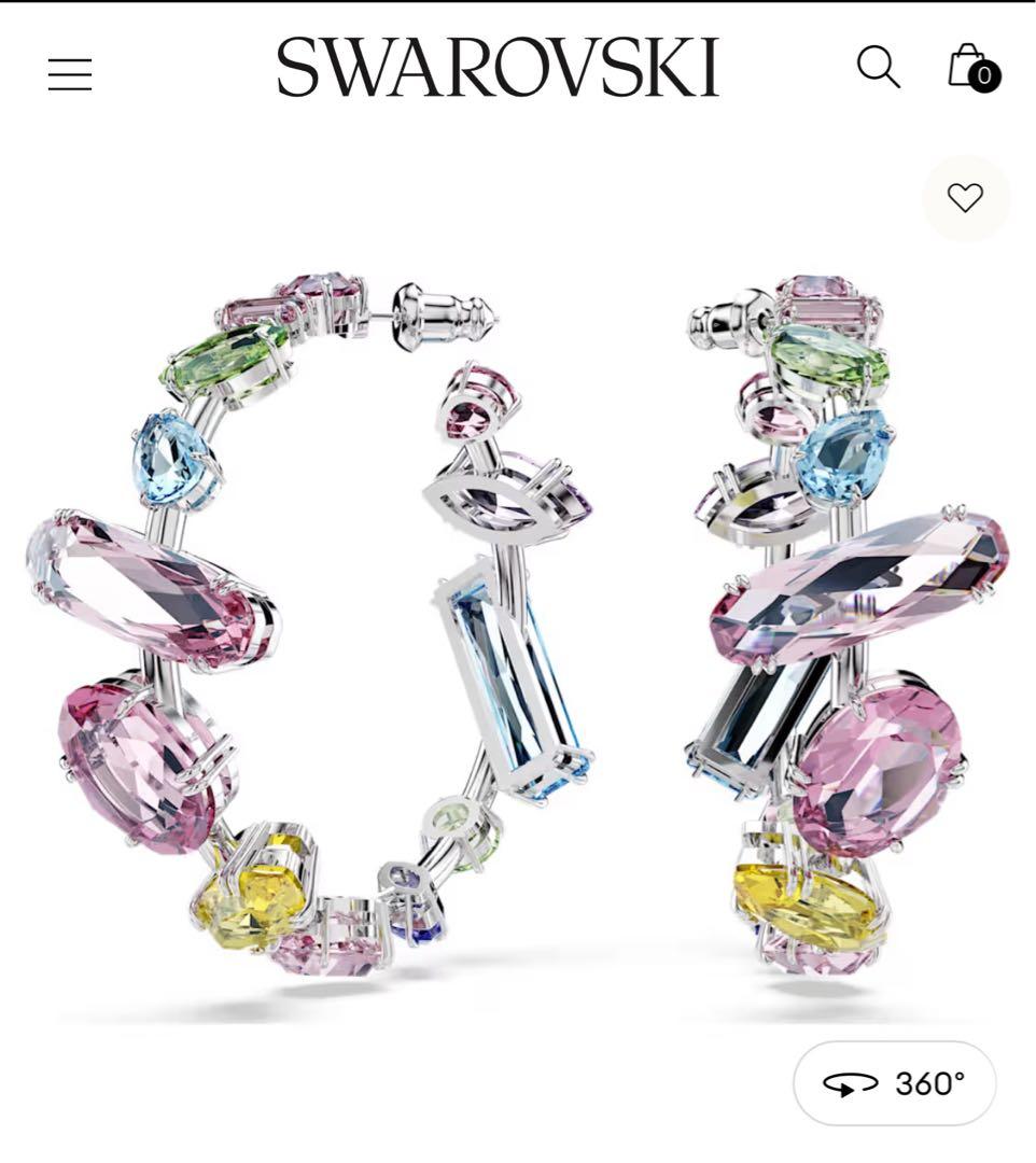 け*授様 スワロフスキー gema フープ　ピアス　マルチカラー