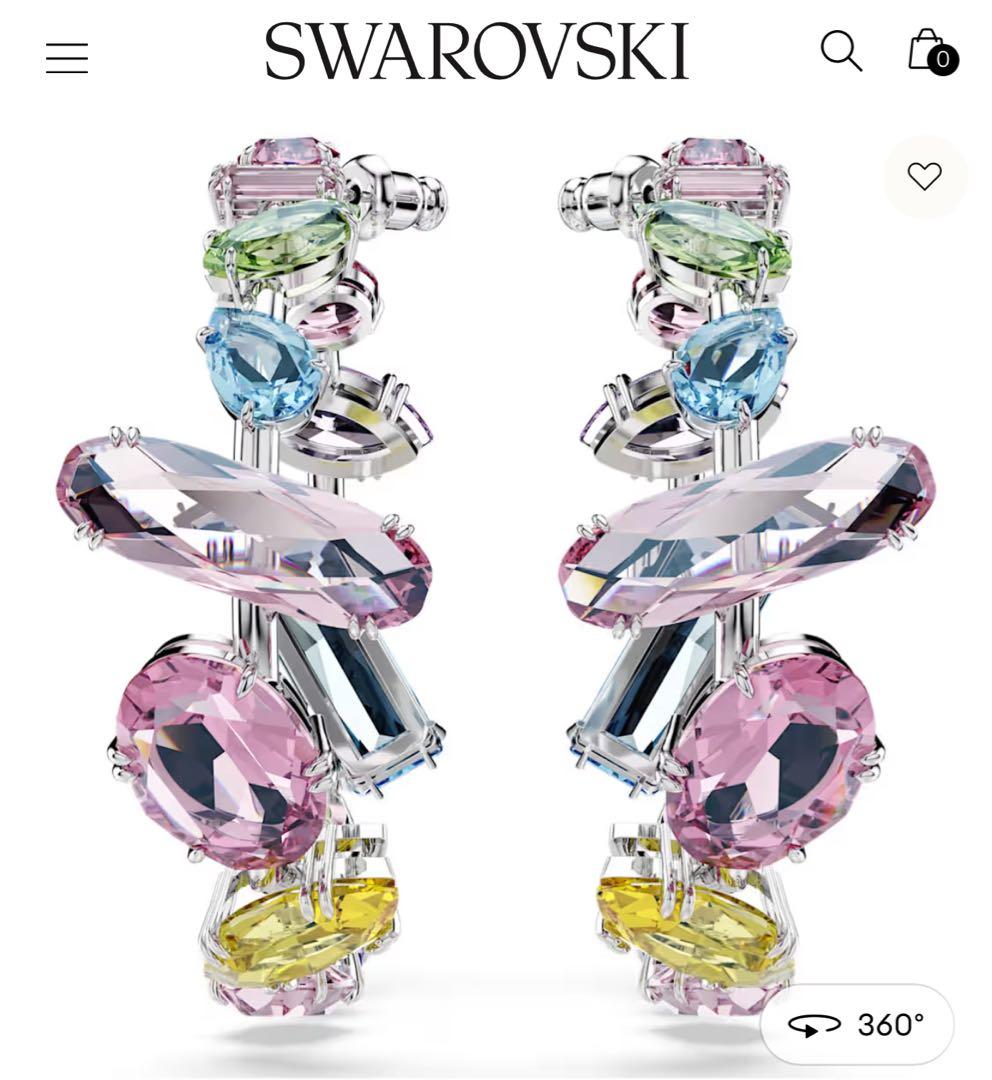 け*授様 スワロフスキー gema フープ　ピアス　マルチカラー