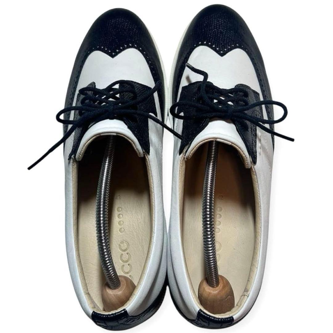 【未使用級】エコー クラシックハイブリッドゴルフシューズ ウイングチップ シボ革