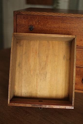 古い木製の小引き出し5杯　書類棚　レターケース　古家具　古民家