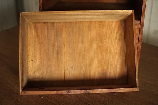 古い木製の小引き出し5杯　書類棚　レターケース　古家具　古民家