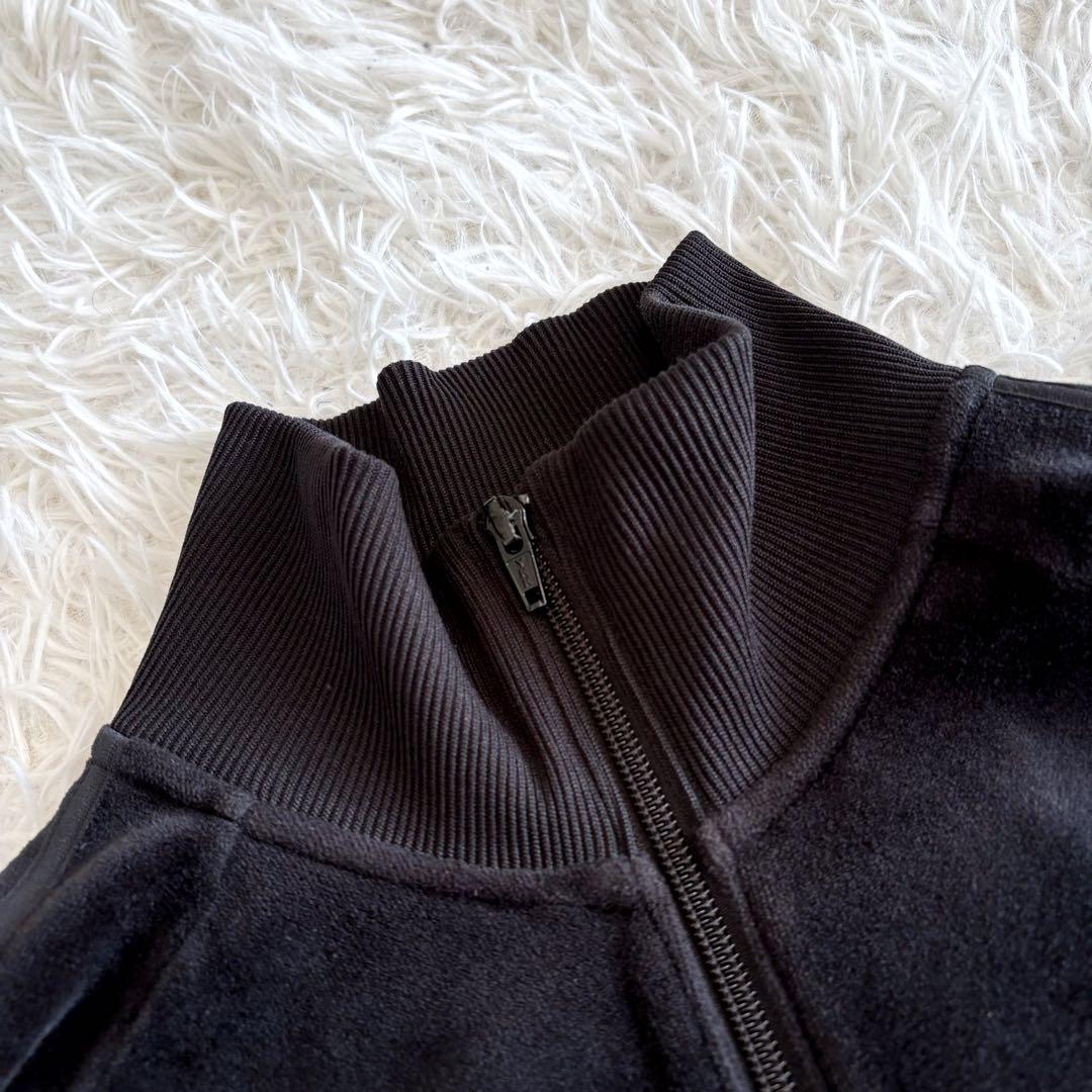 フレッドペリー ベロア トラックジャケット 月桂樹ロゴ ダブルライン 黒 M