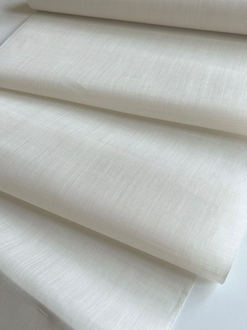 ☆ふーちゃん☆小千谷 本麻 長襦袢反物 淡いベージュ系