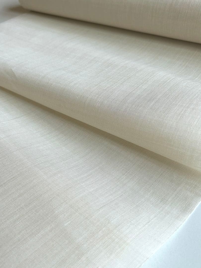 ☆ふーちゃん☆小千谷 本麻 長襦袢反物 淡いベージュ系