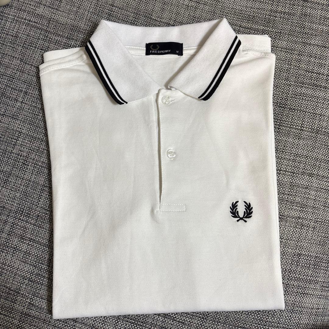 FRED PERRYフレッドペリー 長袖ポロシャツ　レディース　M ホワイト　白