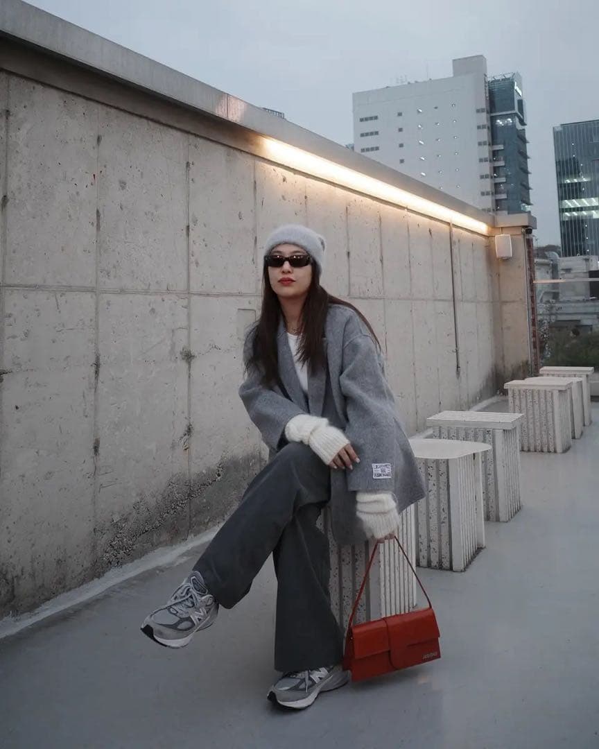 gypsohila ダブルブレストウールブレンドコート