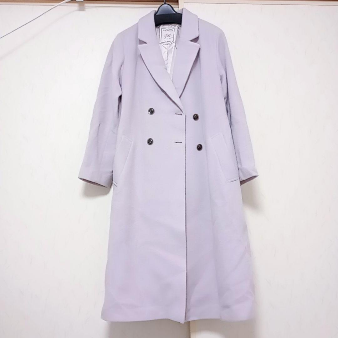 ジルスチュアート ライトモッサチェスター コート ロング ピンク ラベンダー l