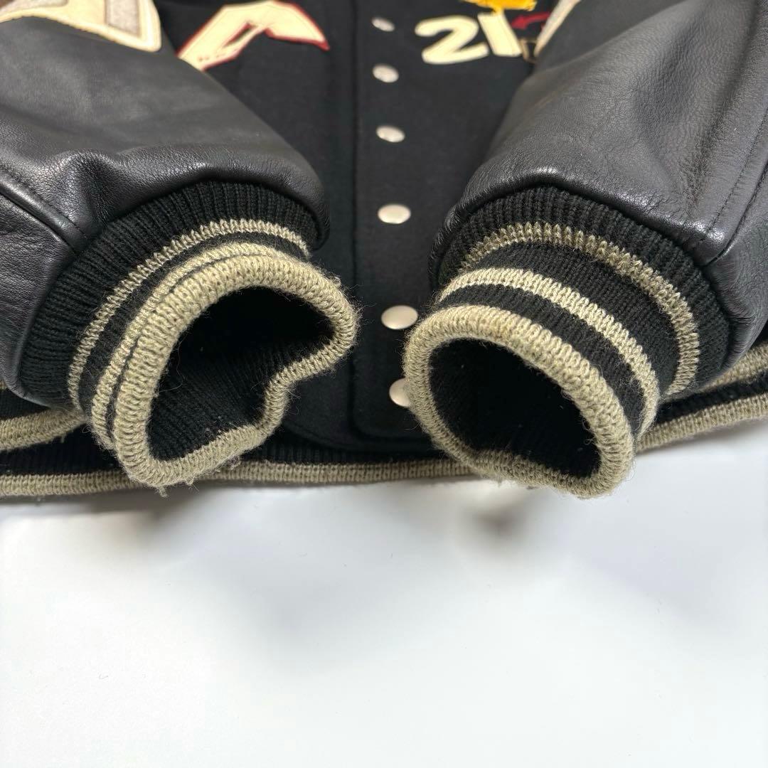 【日本製】 ARBATAX レザーアーム スタジャン 黒 L位 ヴィンテージ