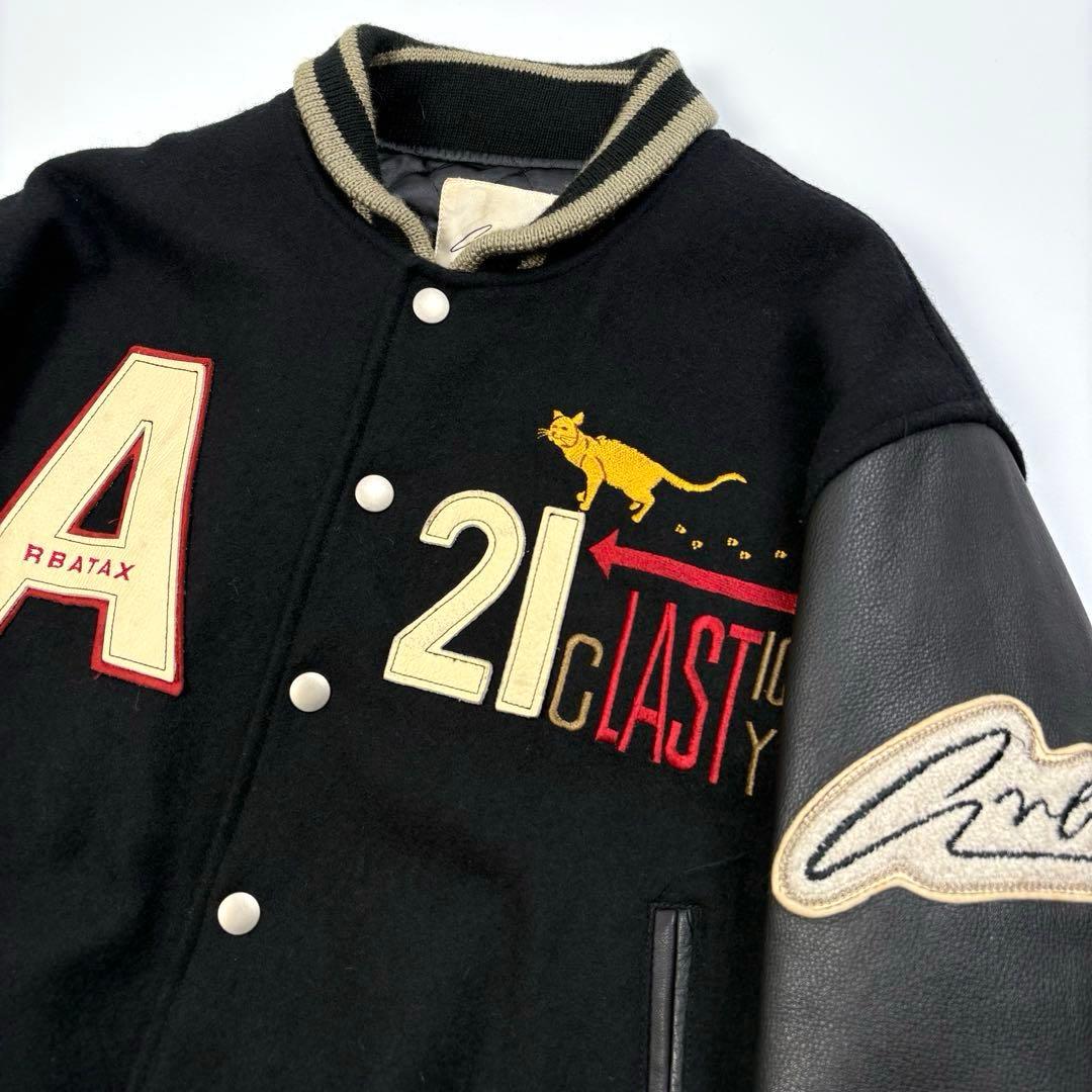 【日本製】 ARBATAX レザーアーム スタジャン 黒 L位 ヴィンテージ