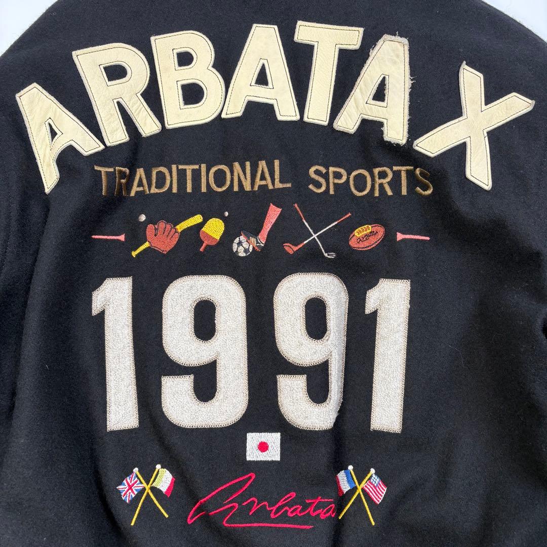 【日本製】 ARBATAX レザーアーム スタジャン 黒 L位 ヴィンテージ