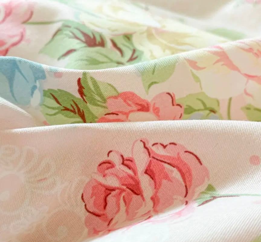 新品★薔薇水玉リボンロマンチック満載♡綿100%シングルカバーセット枕カバー２枚