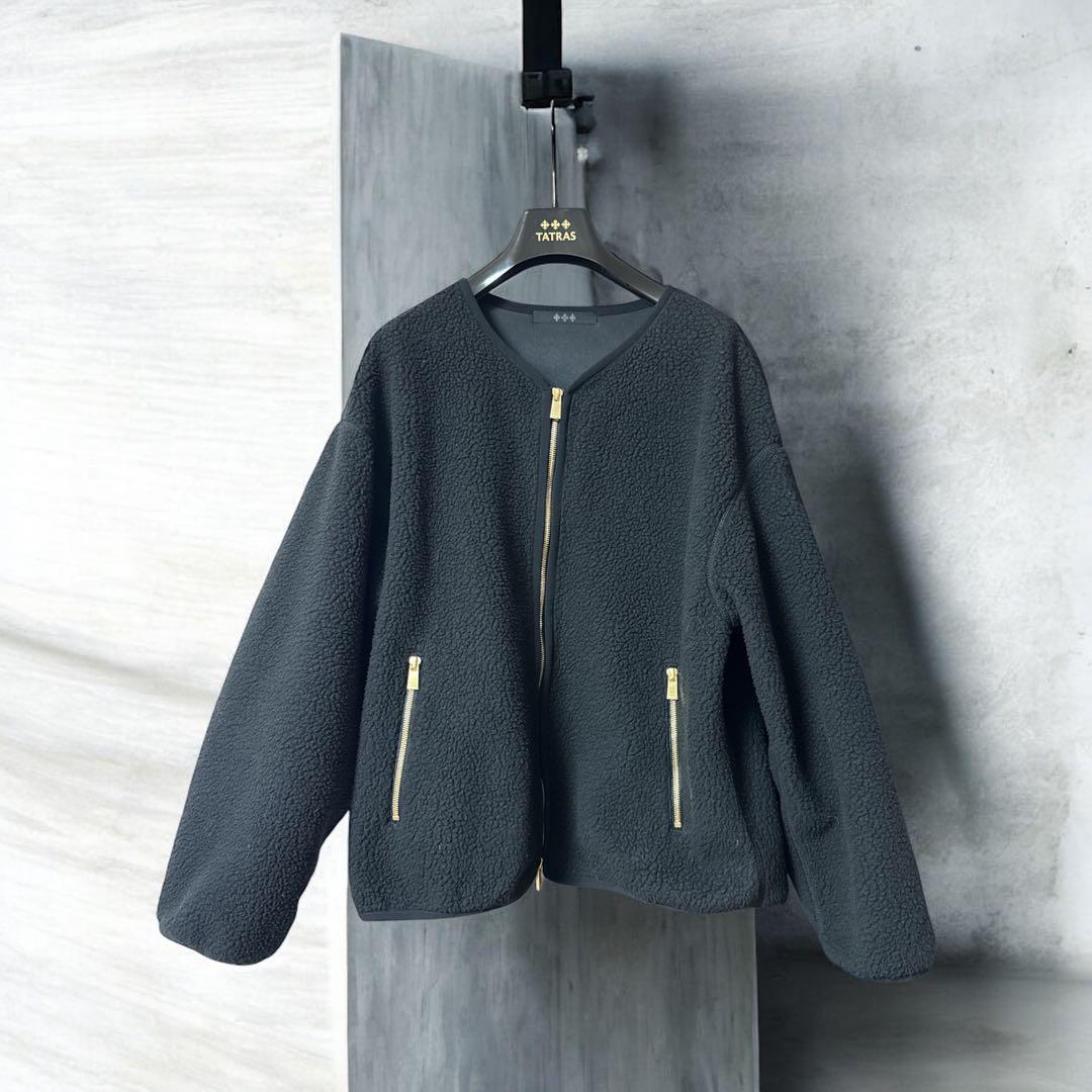 タトラス SALIA サリア ノーカラー ボアフリースジャケット Mサイズ 黒