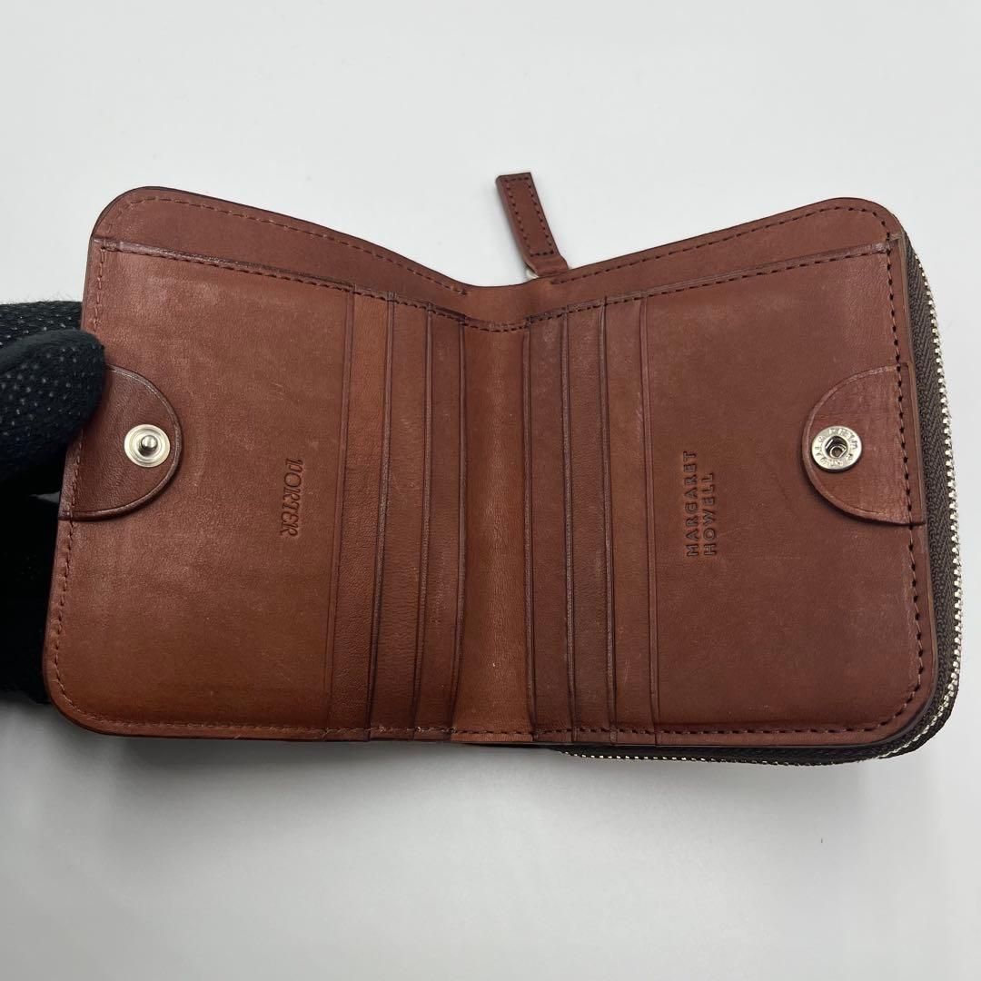 美品 ポーター マーガレットハウエル コラボ 二つ折り財布 ダークブラウン 箱付