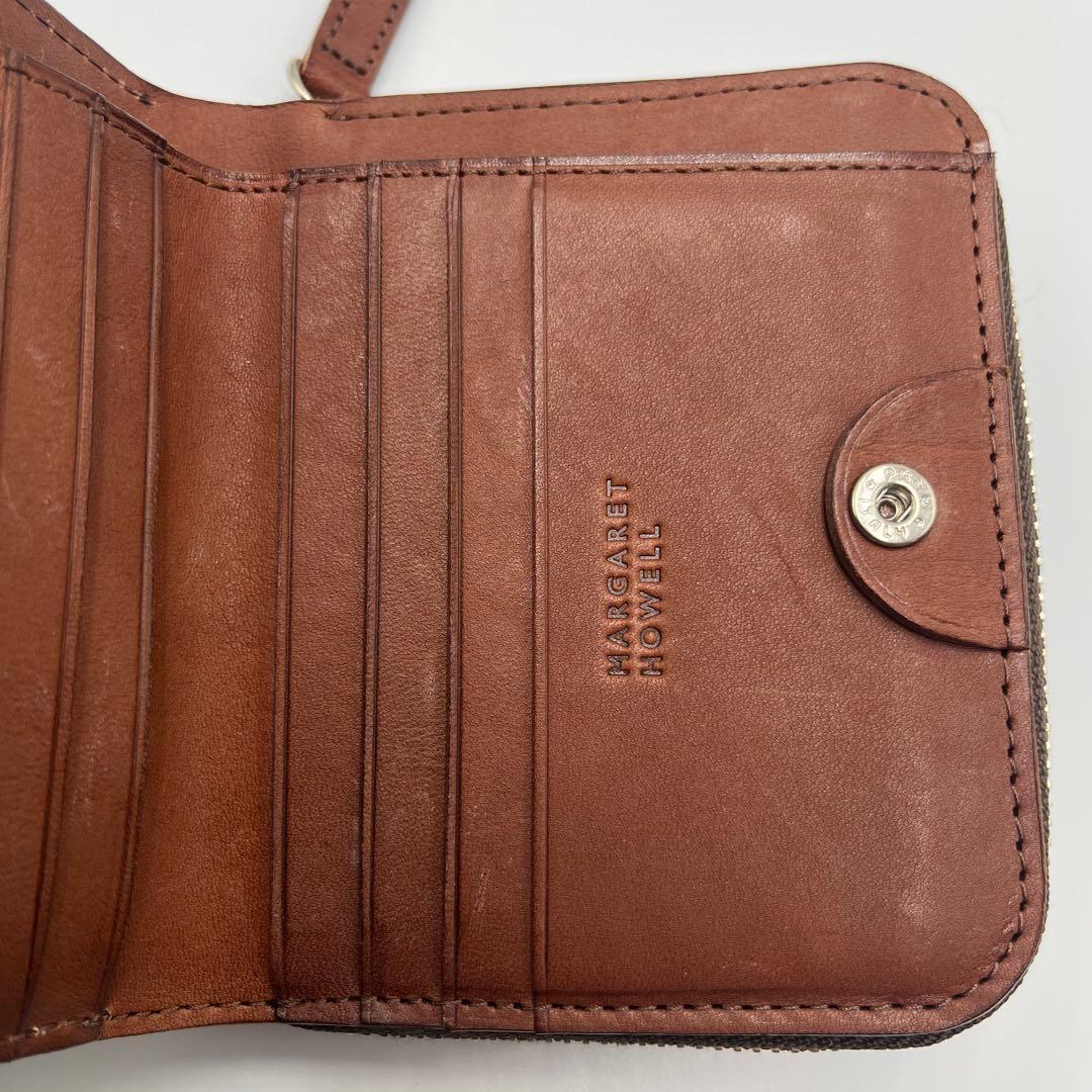 美品 ポーター マーガレットハウエル コラボ 二つ折り財布 ダークブラウン 箱付
