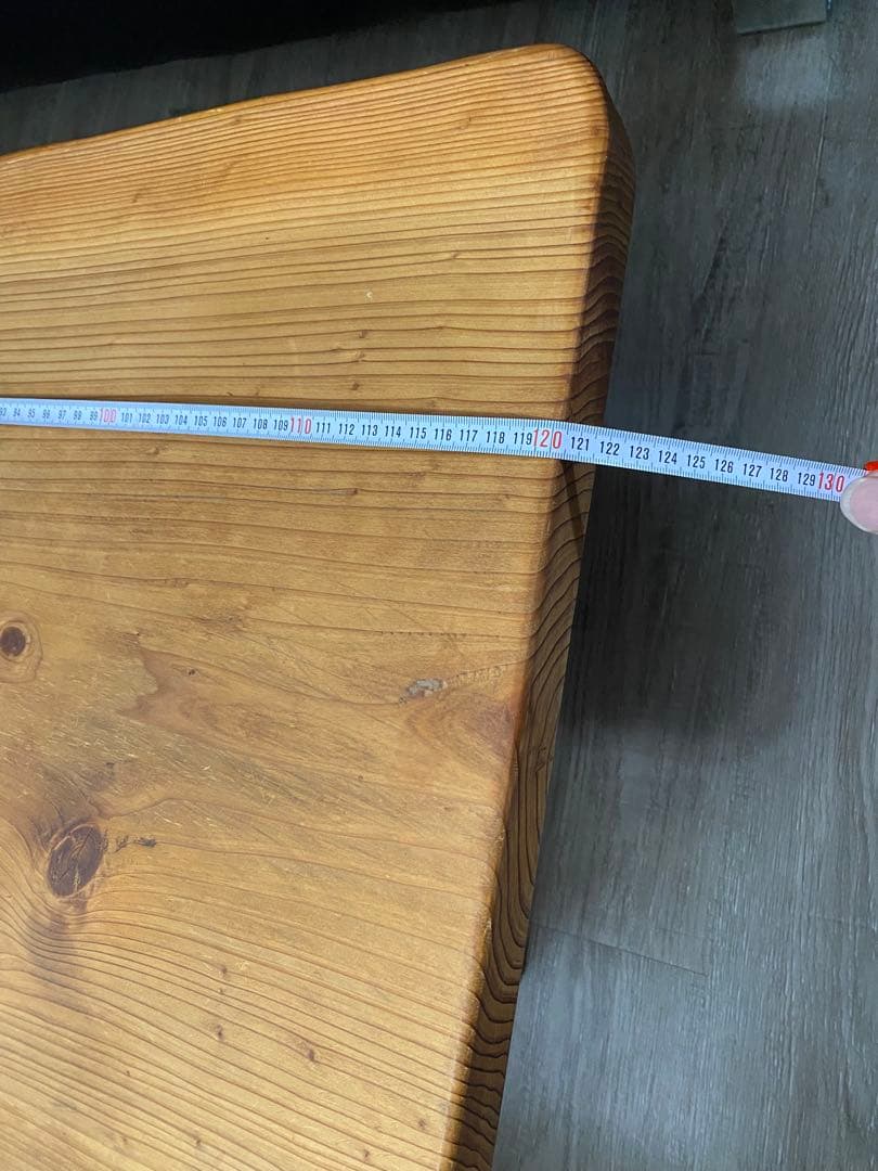 天然木 一枚板 ローテーブル 丸脚 約120cm カフェテーブル ベンチ 作業台