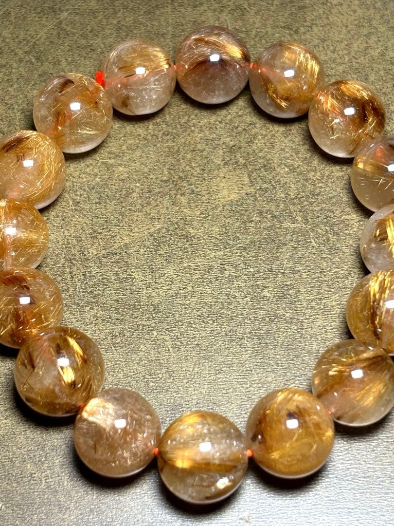 【新入荷】　タイガータイチンルチルブレス13㎜大玉（新品未使用）高品質　針ミチ2