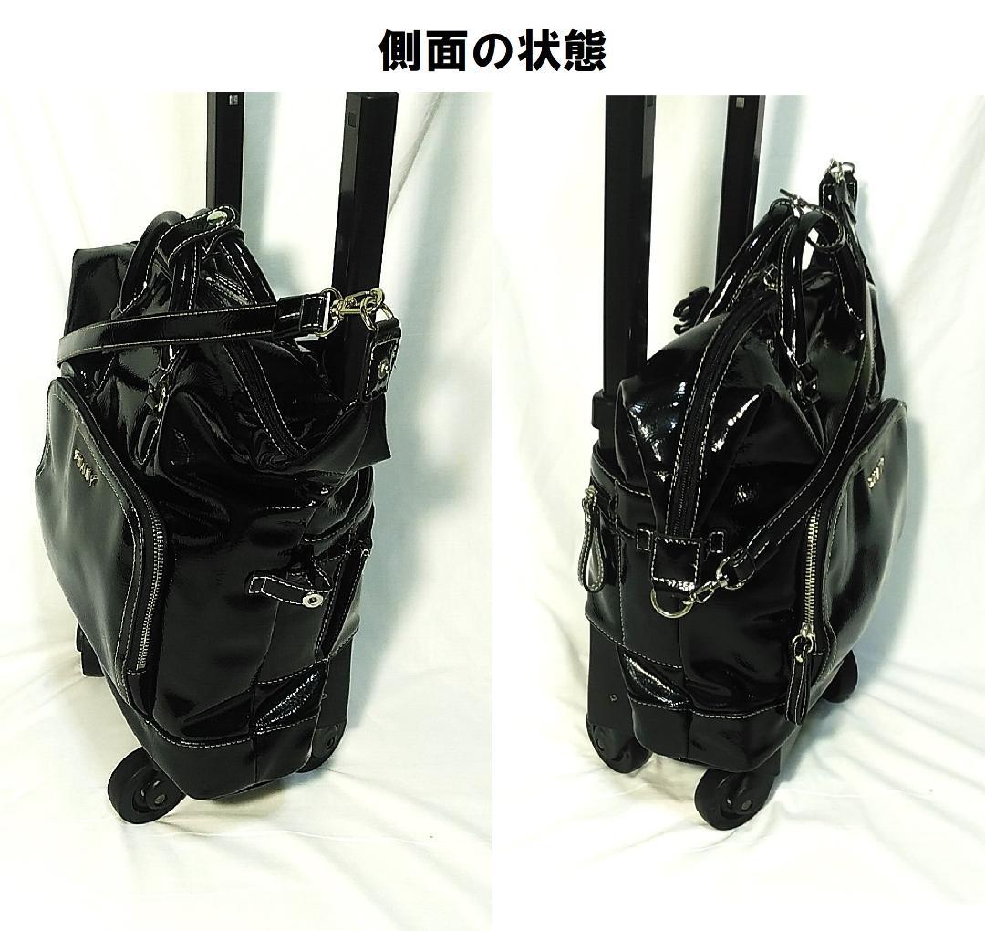 美品 SWANY スワニー　エナメル 小型キャリーケース　黒　送料込　即使用可