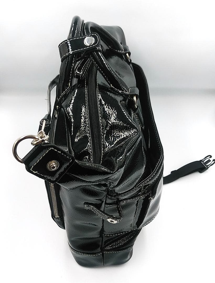 美品 SWANY スワニー　エナメル 小型キャリーケース　黒　送料込　即使用可