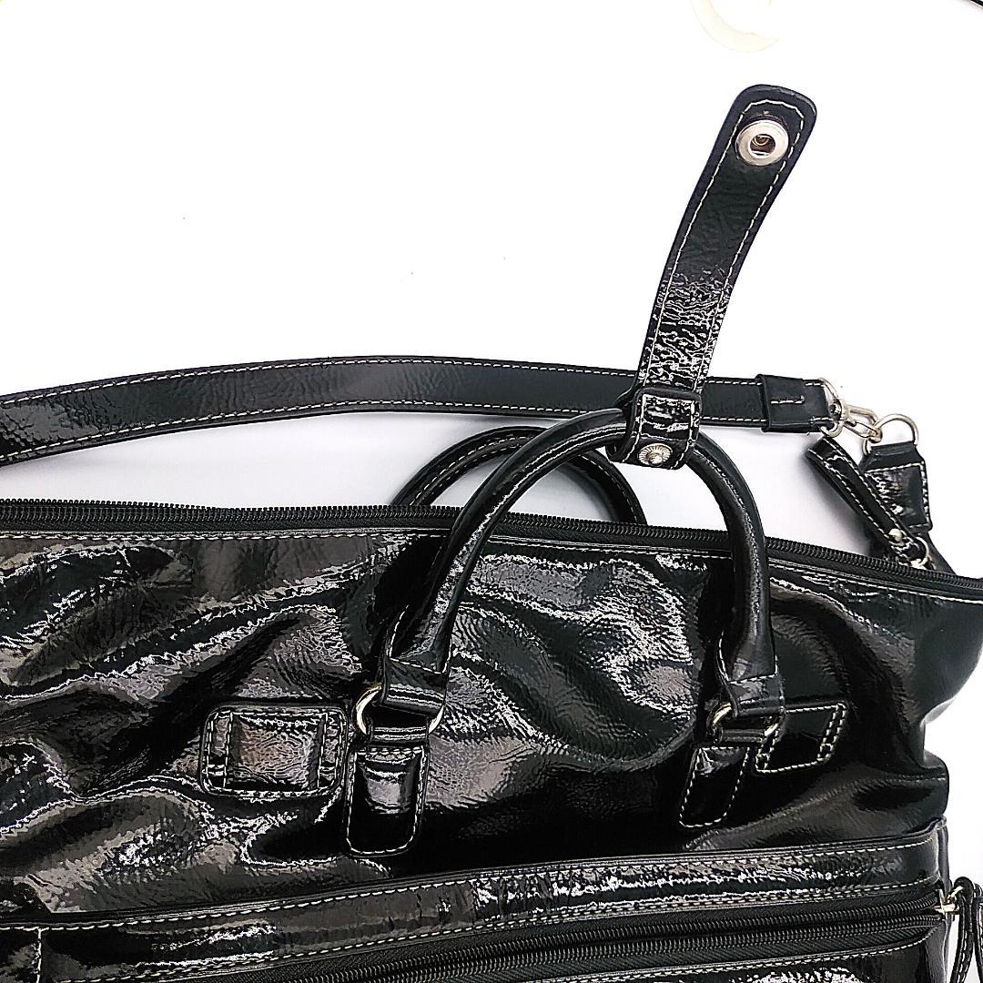 美品 SWANY スワニー　エナメル 小型キャリーケース　黒　送料込　即使用可