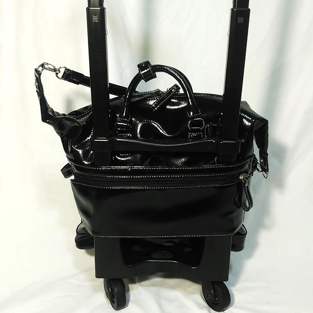 美品 SWANY スワニー　エナメル 小型キャリーケース　黒　送料込　即使用可